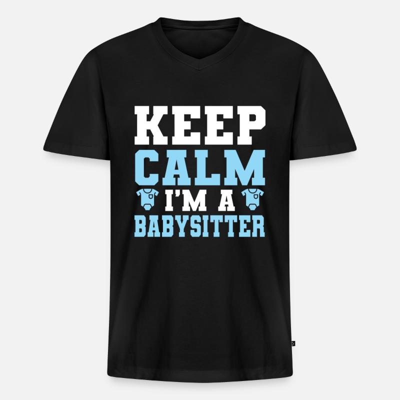 Babysitter Babysitting - Männer Premium Bio T-Shirt mit V-Ausschnitt - Schwarz