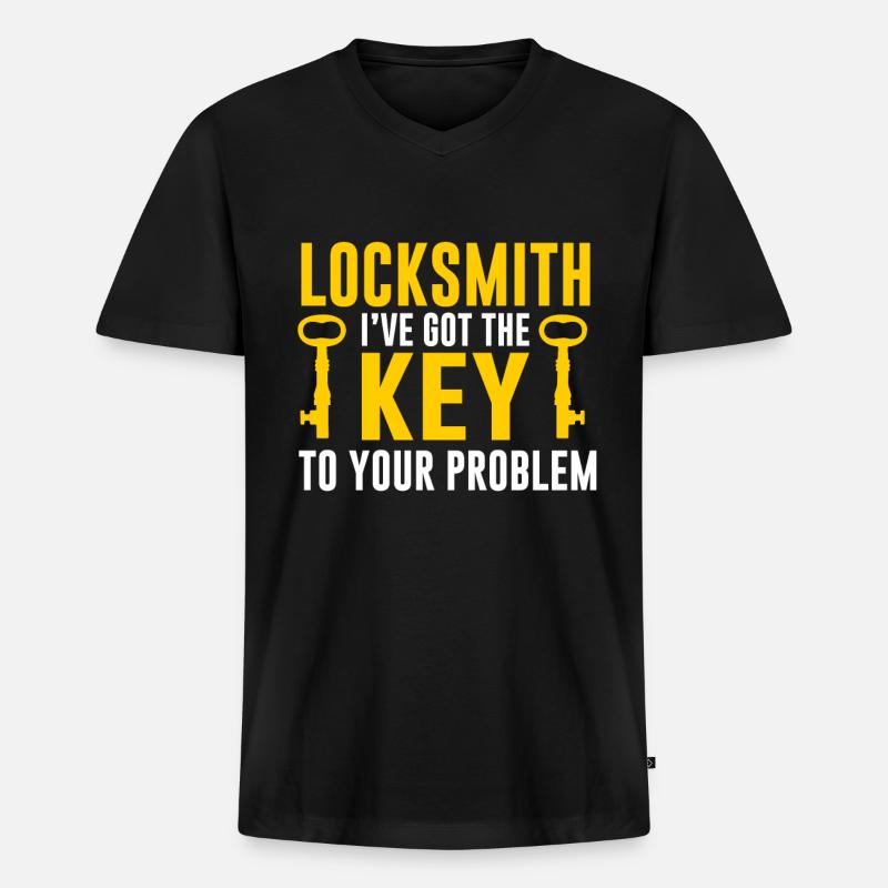 Locksmith Lockpicking Lockpicker - Männer Premium Bio T-Shirt mit V-Ausschnitt - Schwarz