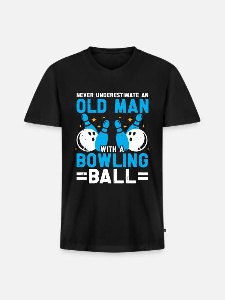 Bowling Ball Bowler - Men's Premium Organic T-shirt with V-neck - black