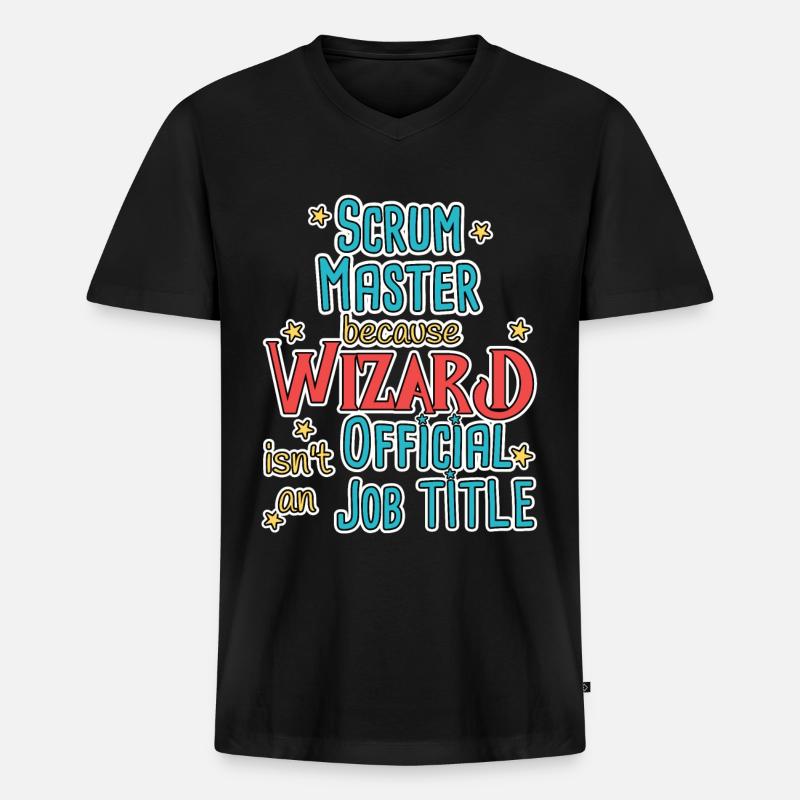 Scrum Master Wizard - Männer Premium Bio T-Shirt mit V-Ausschnitt - Schwarz