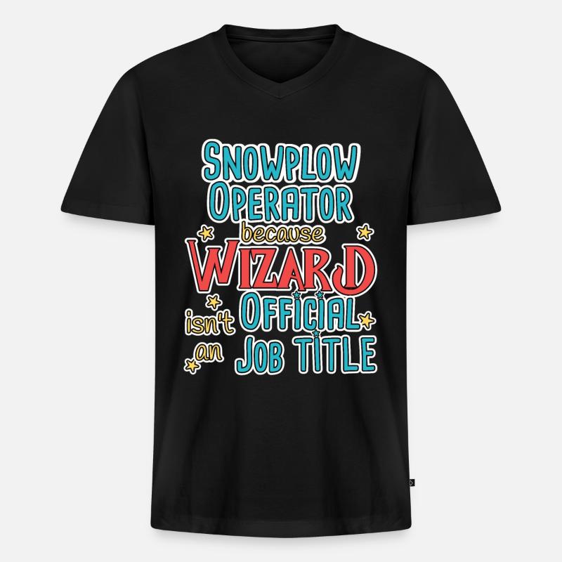 Snowplow Operator Wizard Schneepflugfahrer - Männer Premium Bio T-Shirt mit V-Ausschnitt - Schwarz