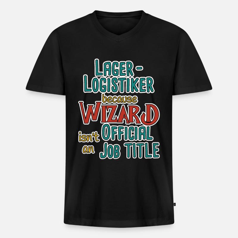 Lagerlogistiker Wizard - Männer Premium Bio T-Shirt mit V-Ausschnitt - Schwarz