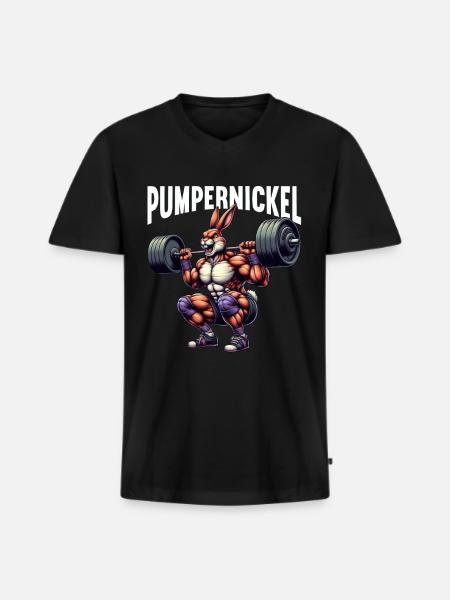 Pumpernickel-Kaninchen Fitnesstrainer Bodybuilder - Männer Premium Bio T-Shirt mit V-Ausschnitt - Schwarz