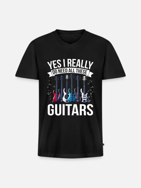 Bassiste, Guitariste, Guitare électrique - T-shirt encolure en V Premium bio Homme - noir