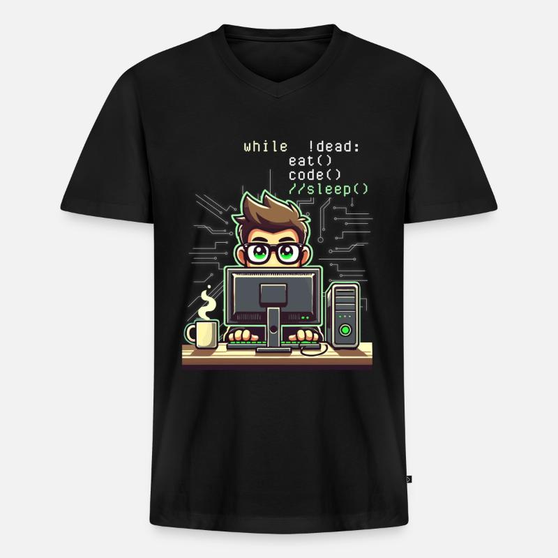 Programmierer Computercodierungssoftwareentwickler - Männer Premium Bio T-Shirt mit V-Ausschnitt - Schwarz