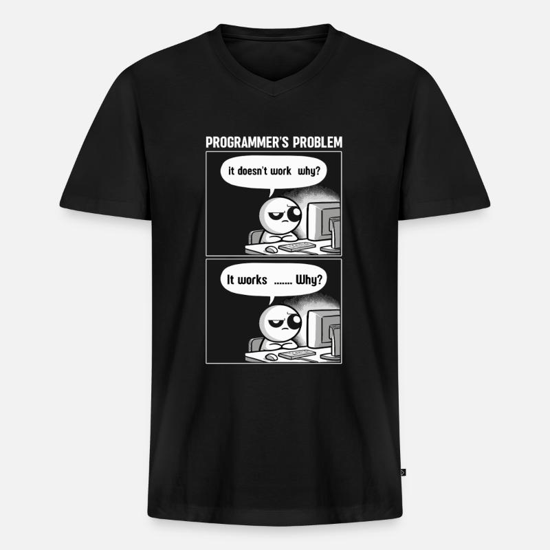 Programmierer Computercodierungssoftwareentwickler - Männer Premium Bio T-Shirt mit V-Ausschnitt - Schwarz