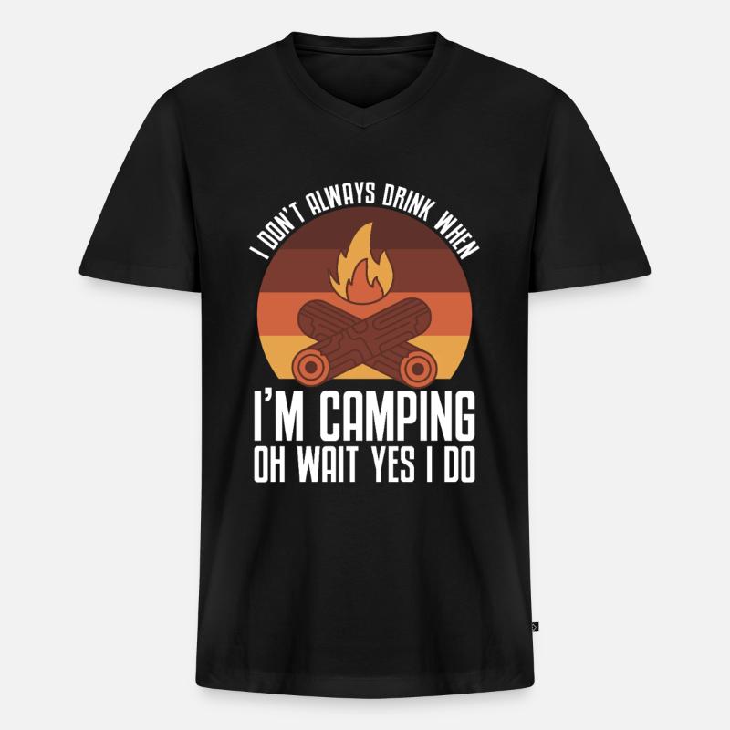 Camping Campfire Camper - Männer Premium Bio T-Shirt mit V-Ausschnitt - Schwarz