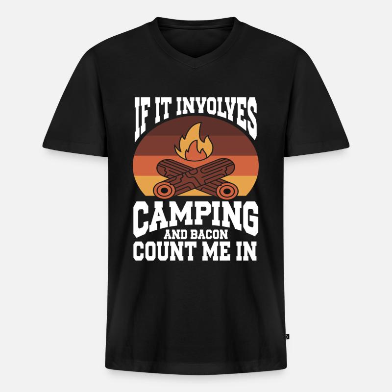 Camping Campfire Camper - Männer Premium Bio T-Shirt mit V-Ausschnitt - Schwarz