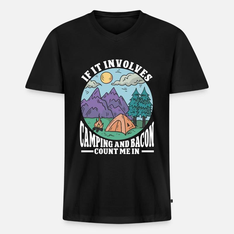 Camping Campfire Camper - Männer Premium Bio T-Shirt mit V-Ausschnitt - Schwarz