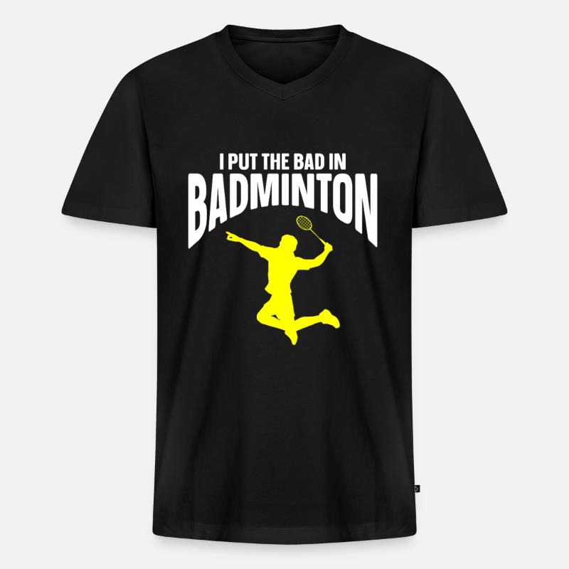 Badminton Player - Männer Premium Bio T-Shirt mit V-Ausschnitt - Schwarz