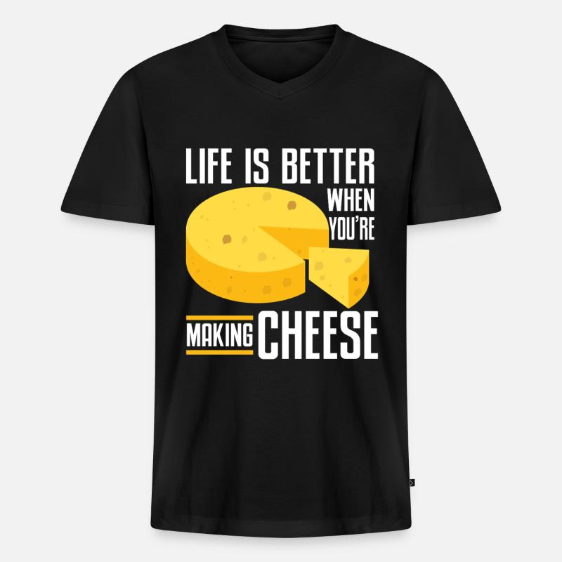 Cheese Making Cheese Lover - Männer Premium Bio T-Shirt mit V-Ausschnitt - Schwarz