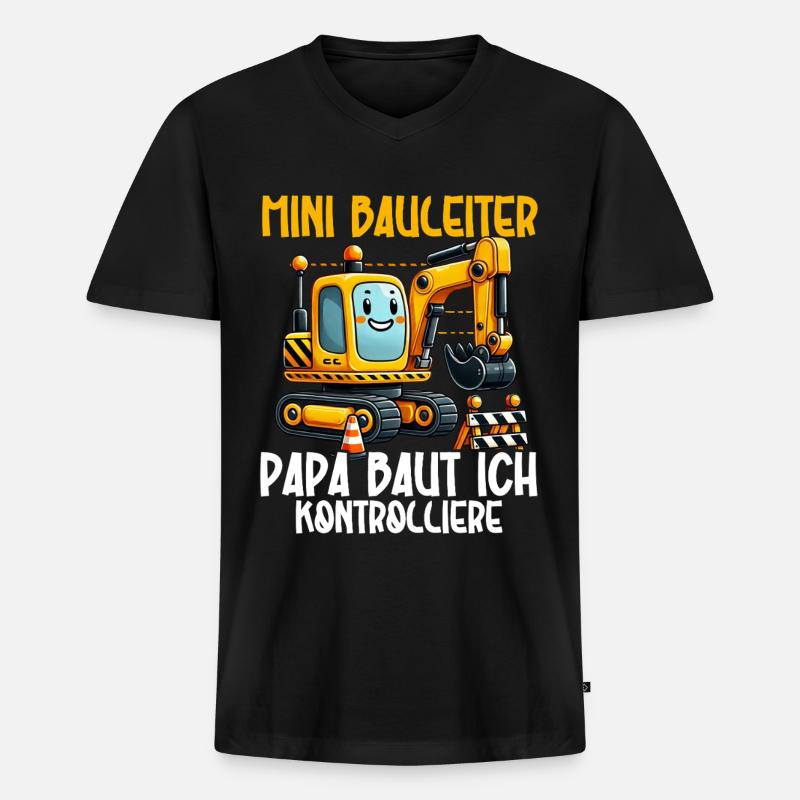 Kinder Bauleiter Projektleiter Bauunternehmer - Männer Premium Bio T-Shirt mit V-Ausschnitt - Schwarz