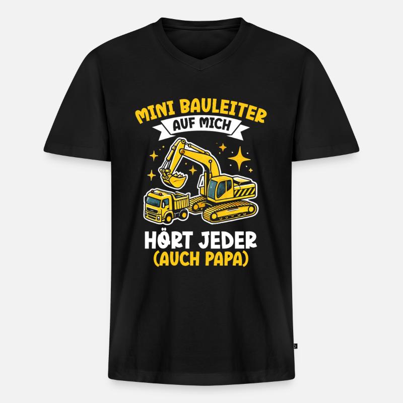 Kinder Bauleiter Projektleiter Bauunternehmer - Männer Premium Bio T-Shirt mit V-Ausschnitt - Schwarz