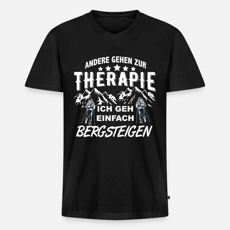 Bergsteigen - Männer Premium Bio T-Shirt mit V-Ausschnitt - Schwarz