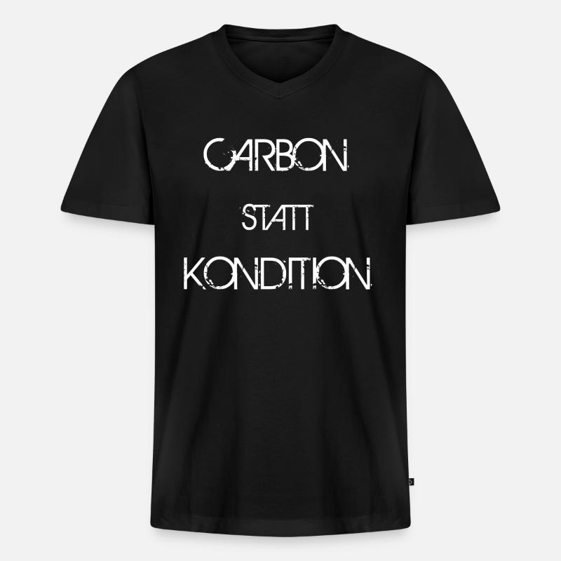 CARBON statt KONDITION - Männer Premium Bio T-Shirt mit V-Ausschnitt - Schwarz