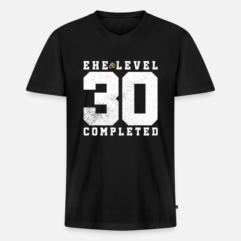 Ehe Level 30 Completed - Männer Premium Bio T-Shirt mit V-Ausschnitt - Schwarz