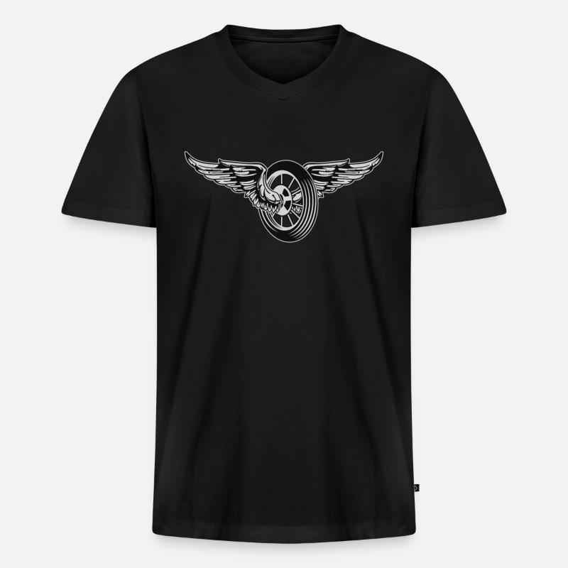 Motorrad - Biker - Männer Premium Bio T-Shirt mit V-Ausschnitt - Schwarz