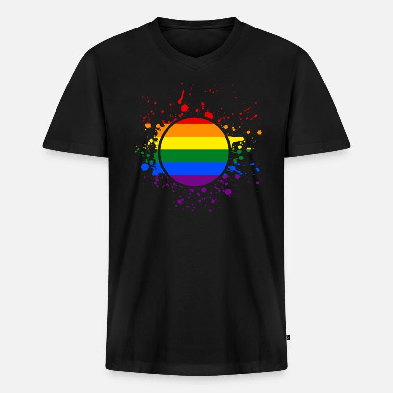 LGBT - Männer Premium Bio T-Shirt mit V-Ausschnitt - Schwarz