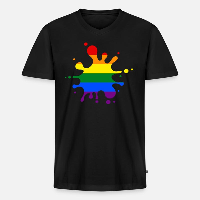 LGBT Regenbogen - Männer Premium Bio T-Shirt mit V-Ausschnitt - Schwarz