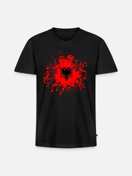 Albania Flag Music - Men's Premium Organic T-shirt with V-neck - black