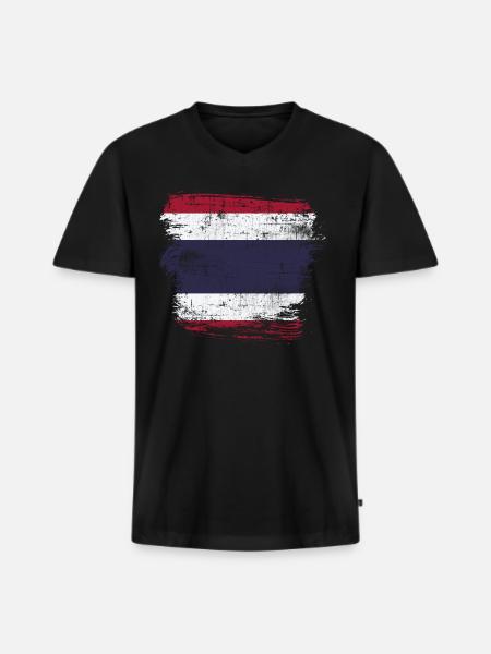 Thailand - Men's Premium Organic T-shirt with V-neck - black