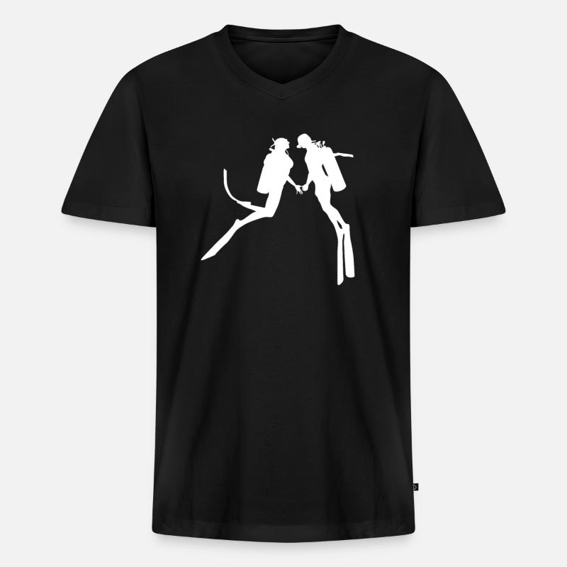 Tauchen Liebespaar Ehepaar - Männer Premium Bio T-Shirt mit V-Ausschnitt - Schwarz