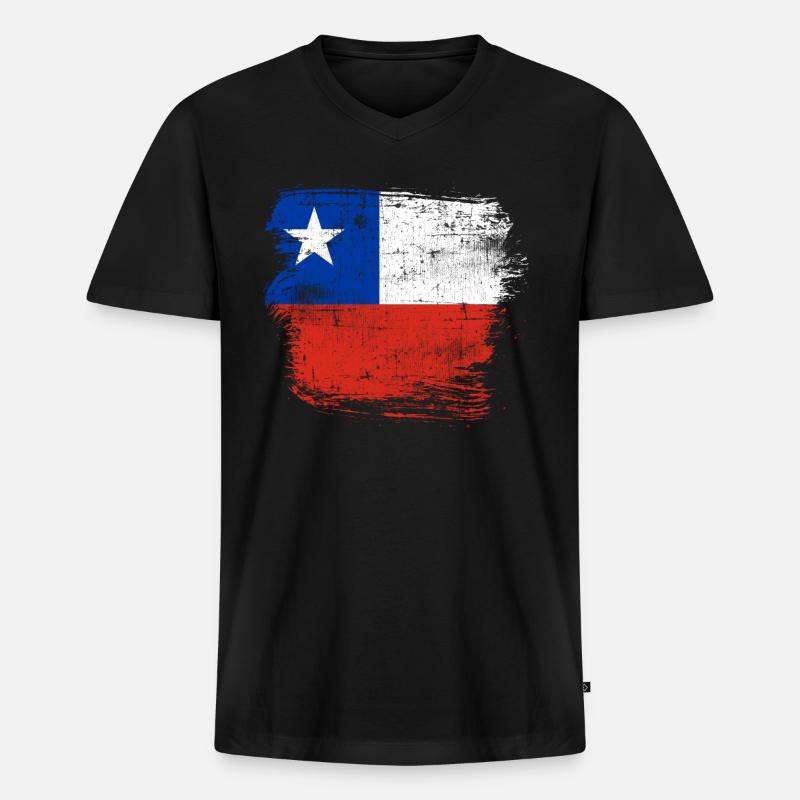 Chile - Männer Premium Bio T-Shirt mit V-Ausschnitt - Schwarz