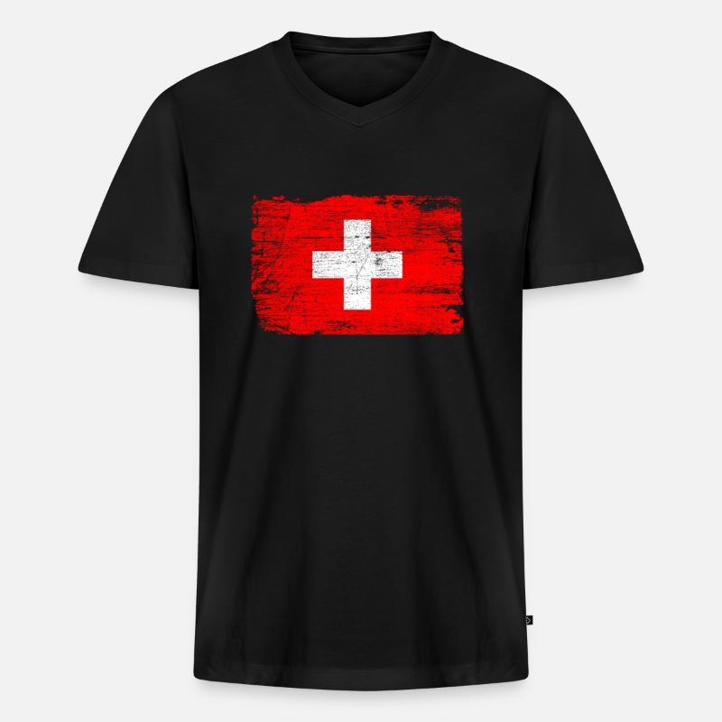Schweiz - Männer Premium Bio T-Shirt mit V-Ausschnitt - Schwarz