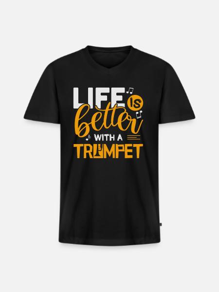 trompette - T-shirt encolure en V Premium bio Homme - noir