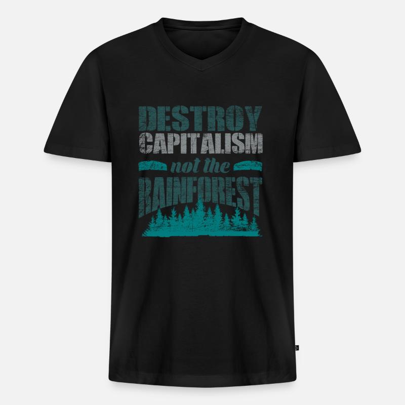Regenwald Umweltschutz - Männer Premium Bio T-Shirt mit V-Ausschnitt - Schwarz