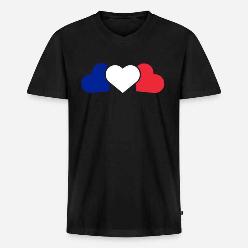 Frankreich - Männer Premium Bio T-Shirt mit V-Ausschnitt - Schwarz