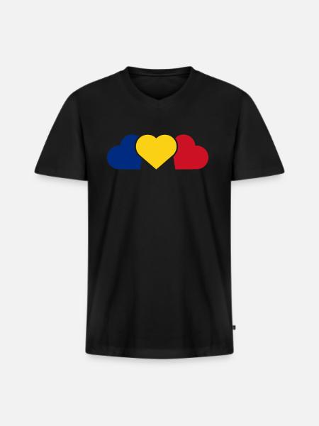 Romania - Men's Premium Organic T-shirt with V-neck - black