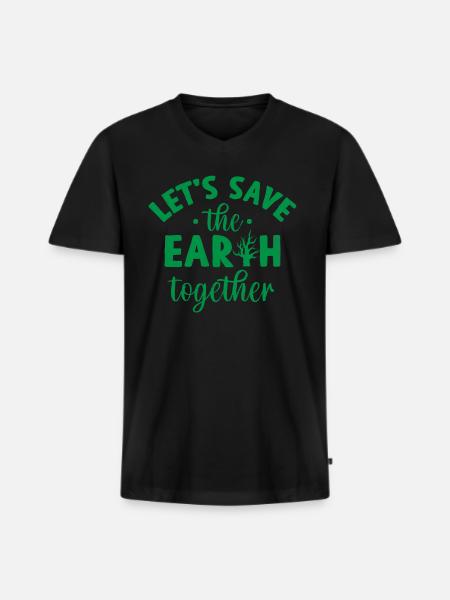 environmental Protection - Men's Premium Organic T-shirt with V-neck - black