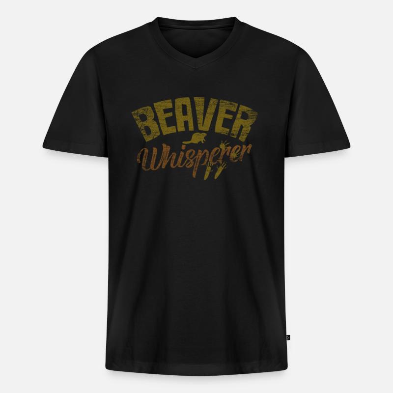 Biber - Männer Premium Bio T-Shirt mit V-Ausschnitt - Schwarz
