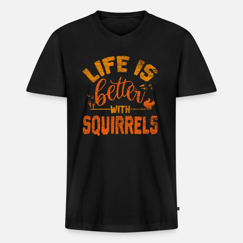 Eichhörnchen - Männer Premium Bio T-Shirt mit V-Ausschnitt - Schwarz