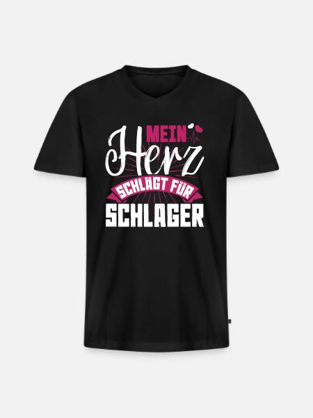 Schlager Liebe - Männer Premium Bio T-Shirt mit V-Ausschnitt - Schwarz