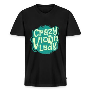 violon - T-shirt encolure en V Premium bio Homme - noir - Devant - Nico (187cm)