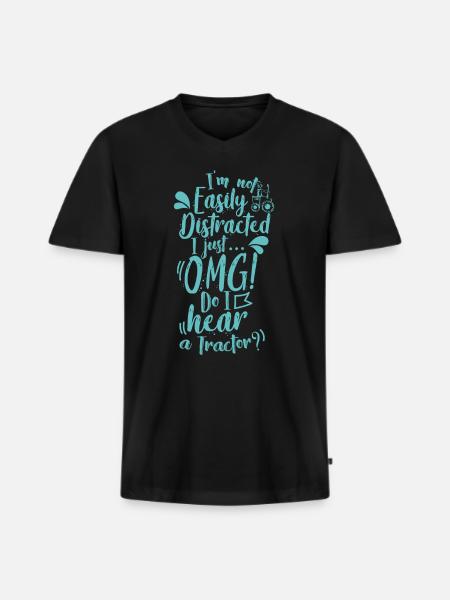 tractor - Men's Premium Organic T-shirt with V-neck - black