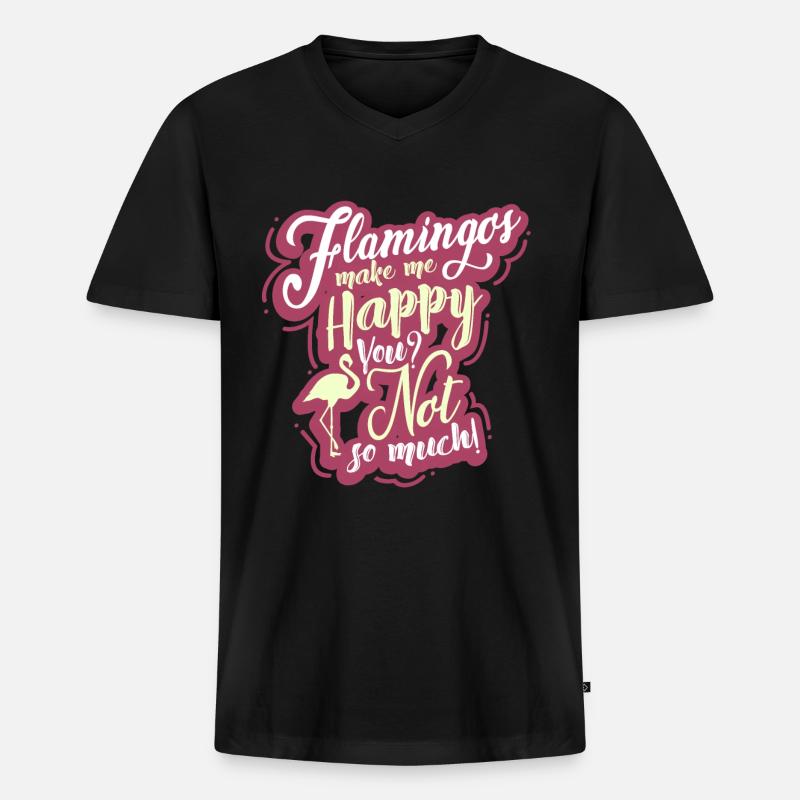 Flamingo - Männer Premium Bio T-Shirt mit V-Ausschnitt - Schwarz