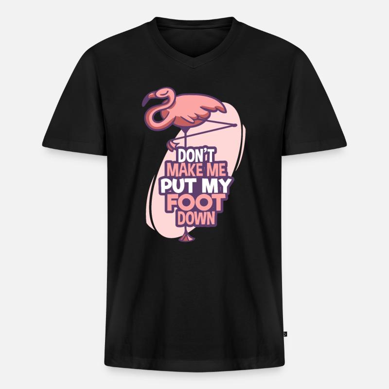 Flamingo - Männer Premium Bio T-Shirt mit V-Ausschnitt - Schwarz
