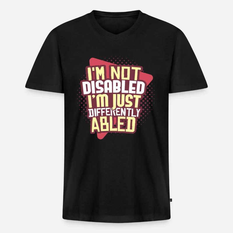 Behinderung Rollstuhl - Männer Premium Bio T-Shirt mit V-Ausschnitt - Schwarz