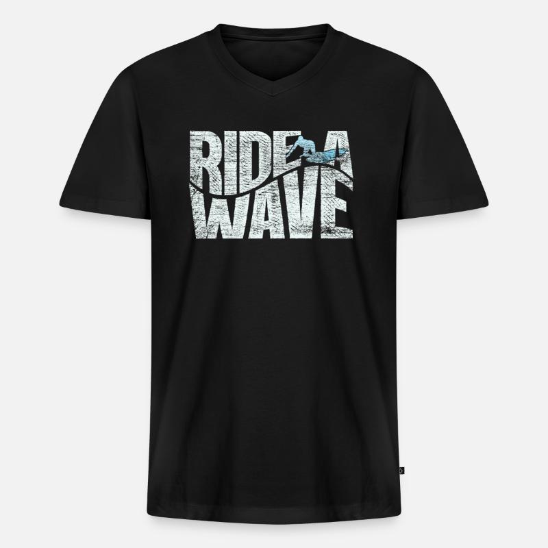 Surfer - Männer Premium Bio T-Shirt mit V-Ausschnitt - Schwarz