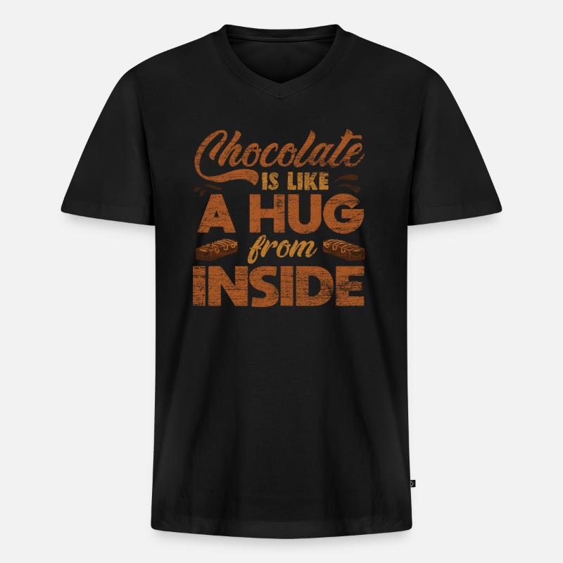 Schokolade - Männer Premium Bio T-Shirt mit V-Ausschnitt - Schwarz