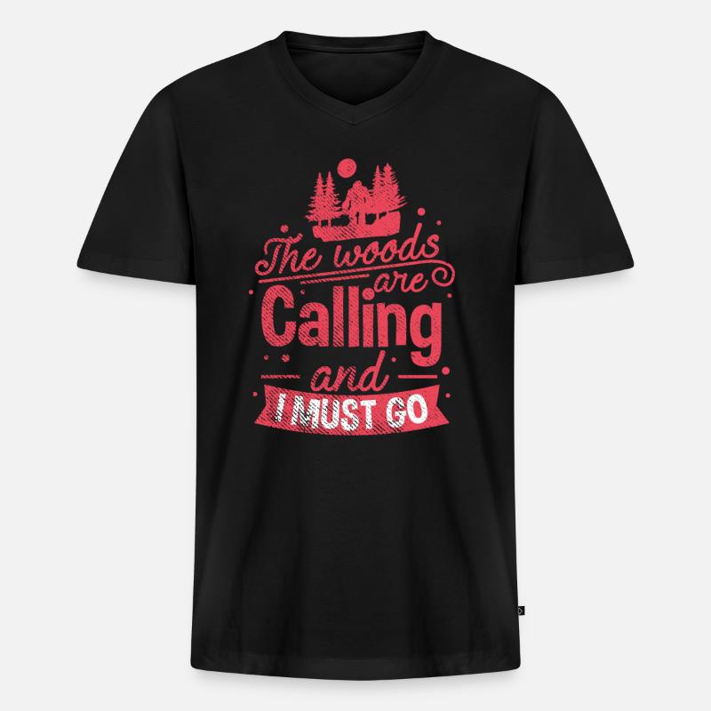 Der Wald ruft - Männer Premium Bio T-Shirt mit V-Ausschnitt - Schwarz