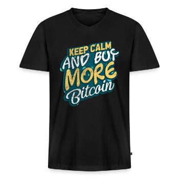 Bitcoin - Männer Premium Bio T-Shirt mit V-Ausschnitt - Schwarz - Vorne - Nico (187cm)