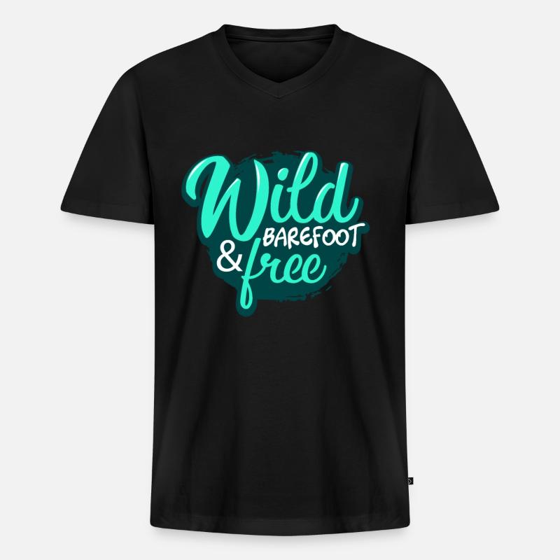 Barfuß - Männer Premium Bio T-Shirt mit V-Ausschnitt - Schwarz
