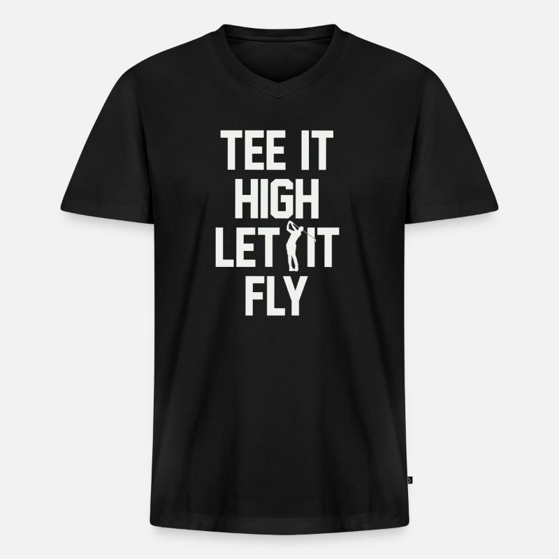Golf Golfer - Männer Premium Bio T-Shirt mit V-Ausschnitt - Schwarz