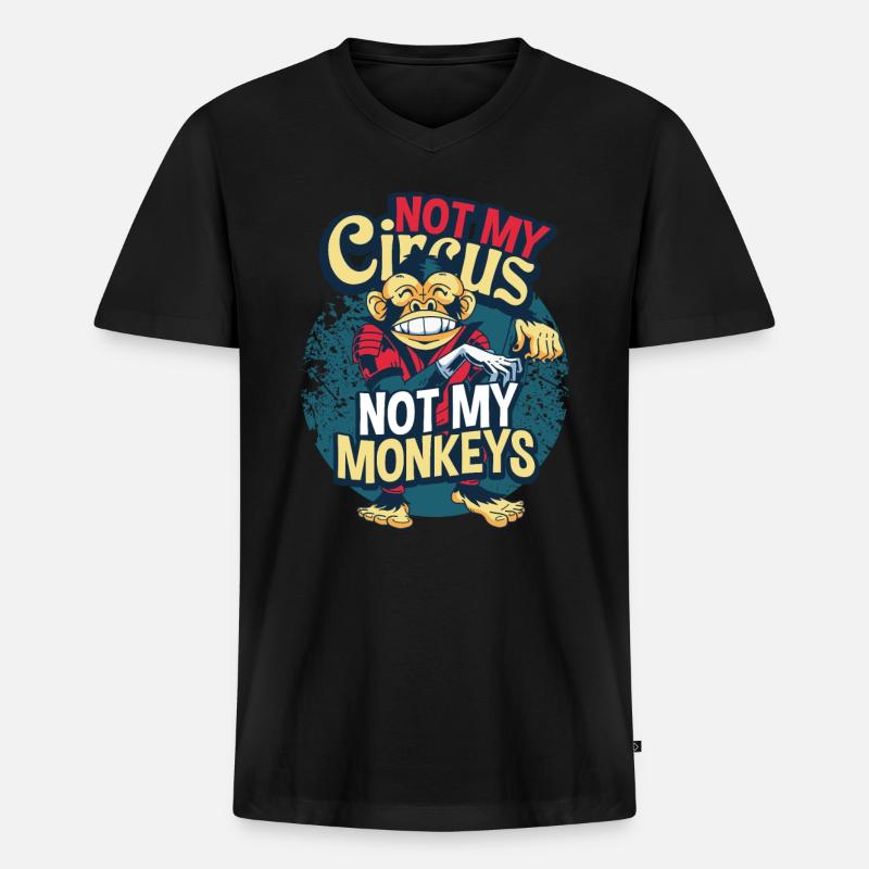 Affe - Männer Premium Bio T-Shirt mit V-Ausschnitt - Schwarz