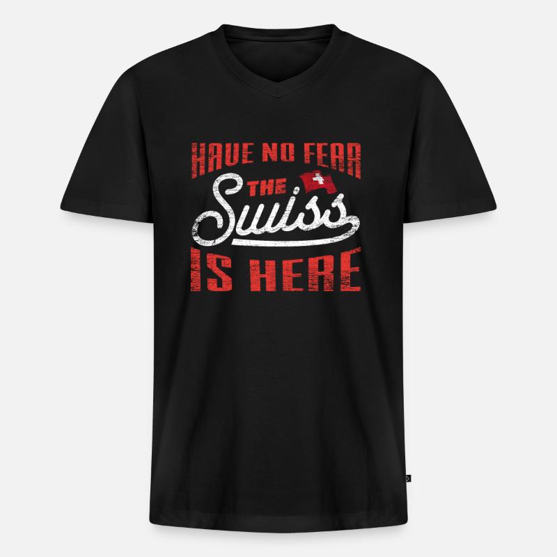 Schweiz - Männer Premium Bio T-Shirt mit V-Ausschnitt - Schwarz