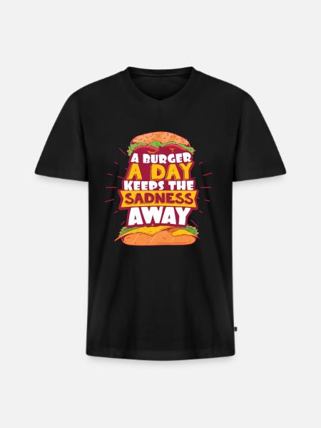 Burger - T-shirt encolure en V Premium bio Homme - noir